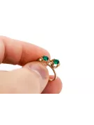 Anneau Artisanat vintage Émeraude Or rose 14 carats vintage d'origine vrc266r